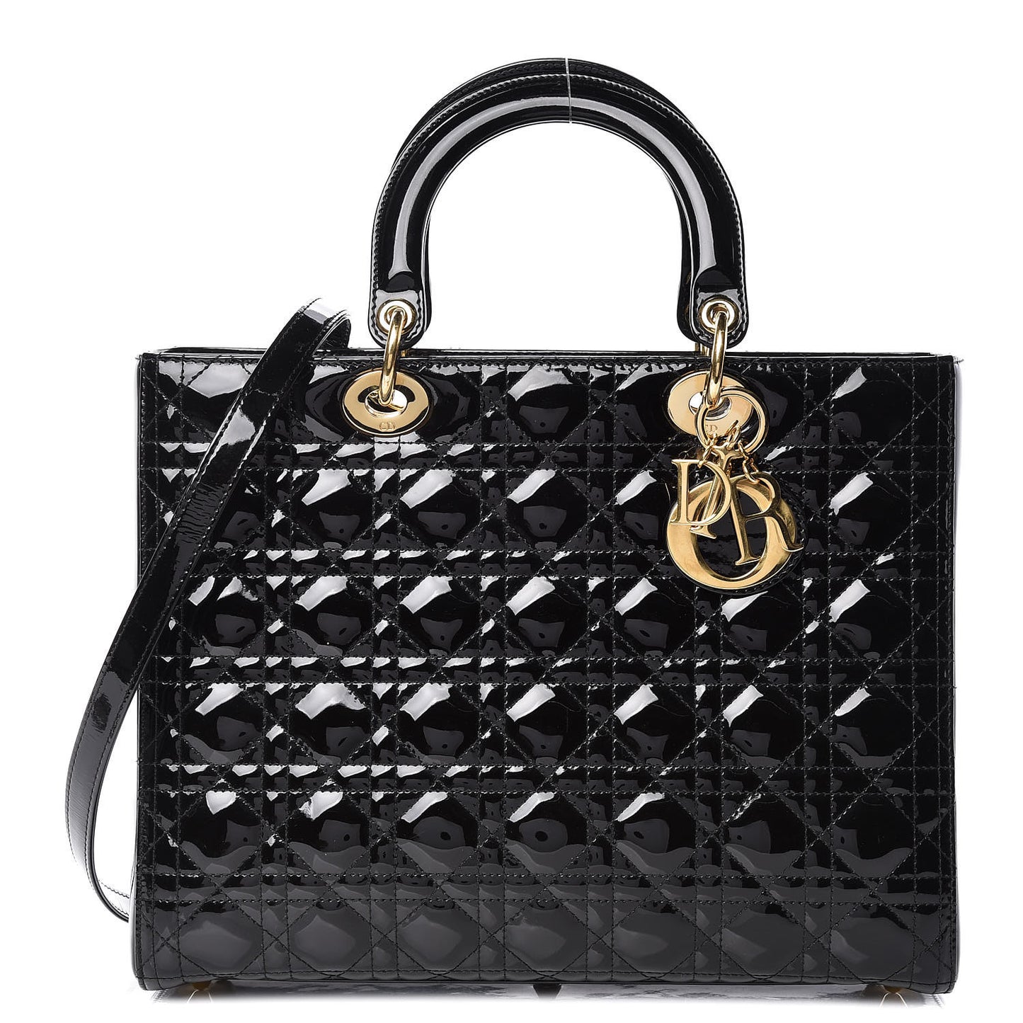 Patent Cannage Large Lady Dior Black