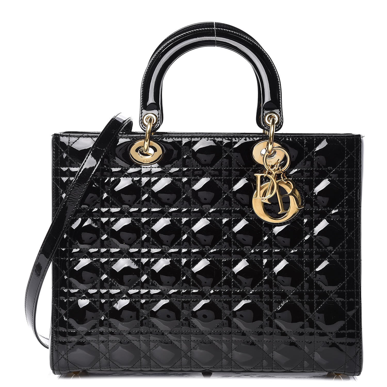 Christian Dior Patent Cannage Large Lady Dior Black 1 of 9