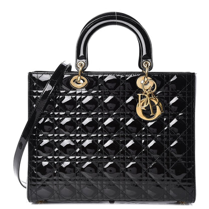 Christian Dior Patent Cannage Large Lady Dior Black 1 of 9