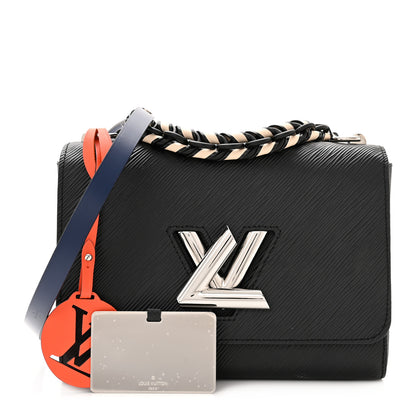 Louis Vuitton Epi Twist Braided Strap Shoulder Bag MM Black Orange Fluo Cobalt 1 of 12