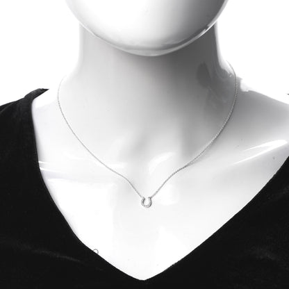 Tiffany 18K White Gold Diamond Mini Metro Horseshoe Pendant Necklace 2 of 5