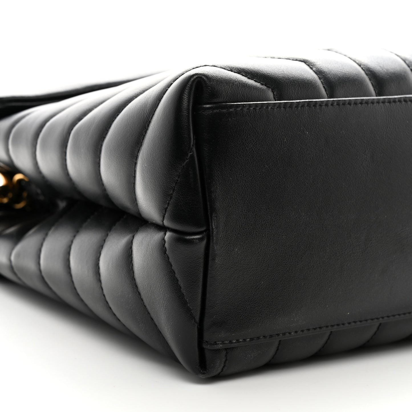 Calfskin Y Quilted Monogram Medium Loulou Chain Satchel Black