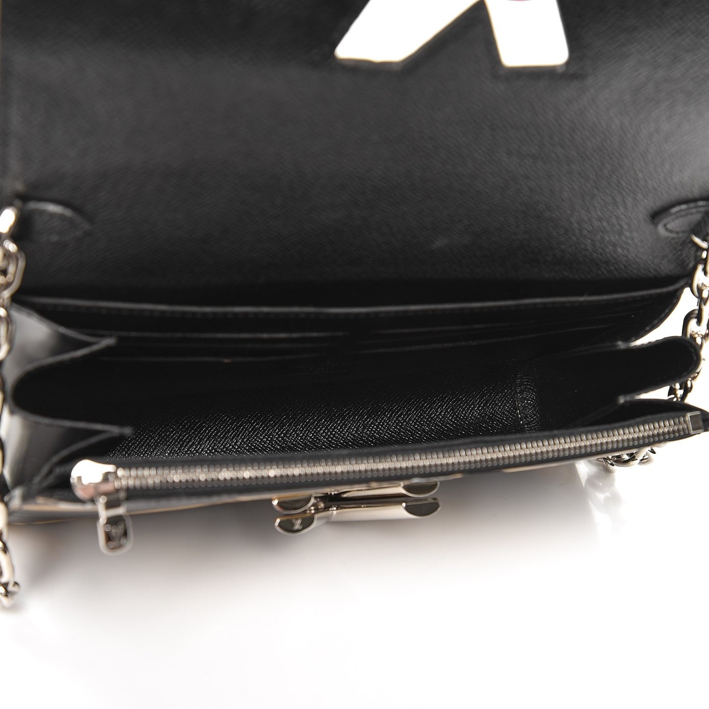 Epi Chain Flower Print Twist Chain Wallet Black