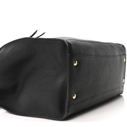 Salvatore Ferragamo Hammered Calfskin Double Handle Large Amy Tote Black 9 of 10