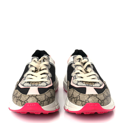 Gucci GG Supreme Monogram Mix Monogram Womens Rhyton Sneakers 38 London Blue Beige Pale Pink 3 of 9