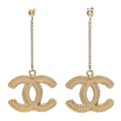 Chanel CC Drop Earrings Matte Gold 1 of 5