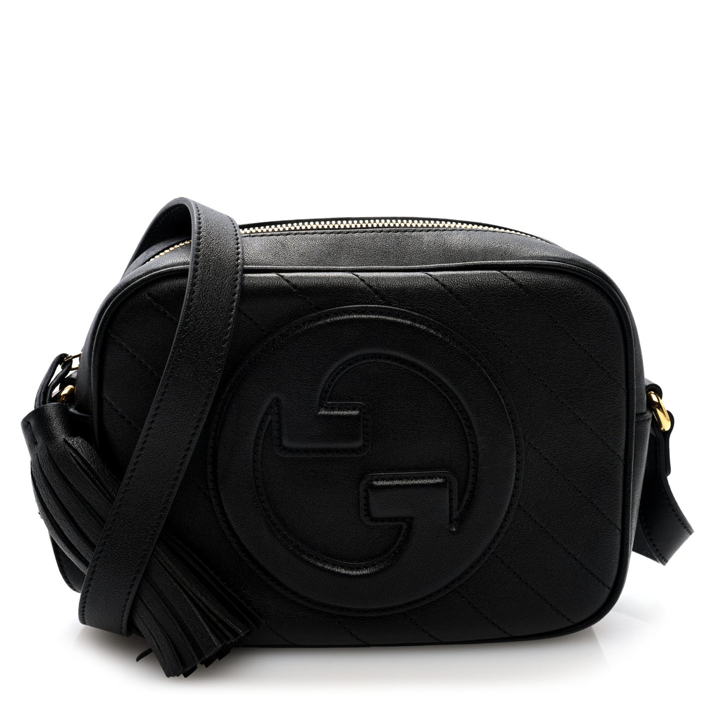 Sakai Be Green Calfskin Diagonal Stitched Small Blondie Shoulder Bag Black