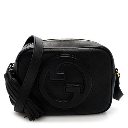 Gucci Sakai Be Green Calfskin Diagonal Stitched Small Blondie Shoulder Bag Black 1 of 9