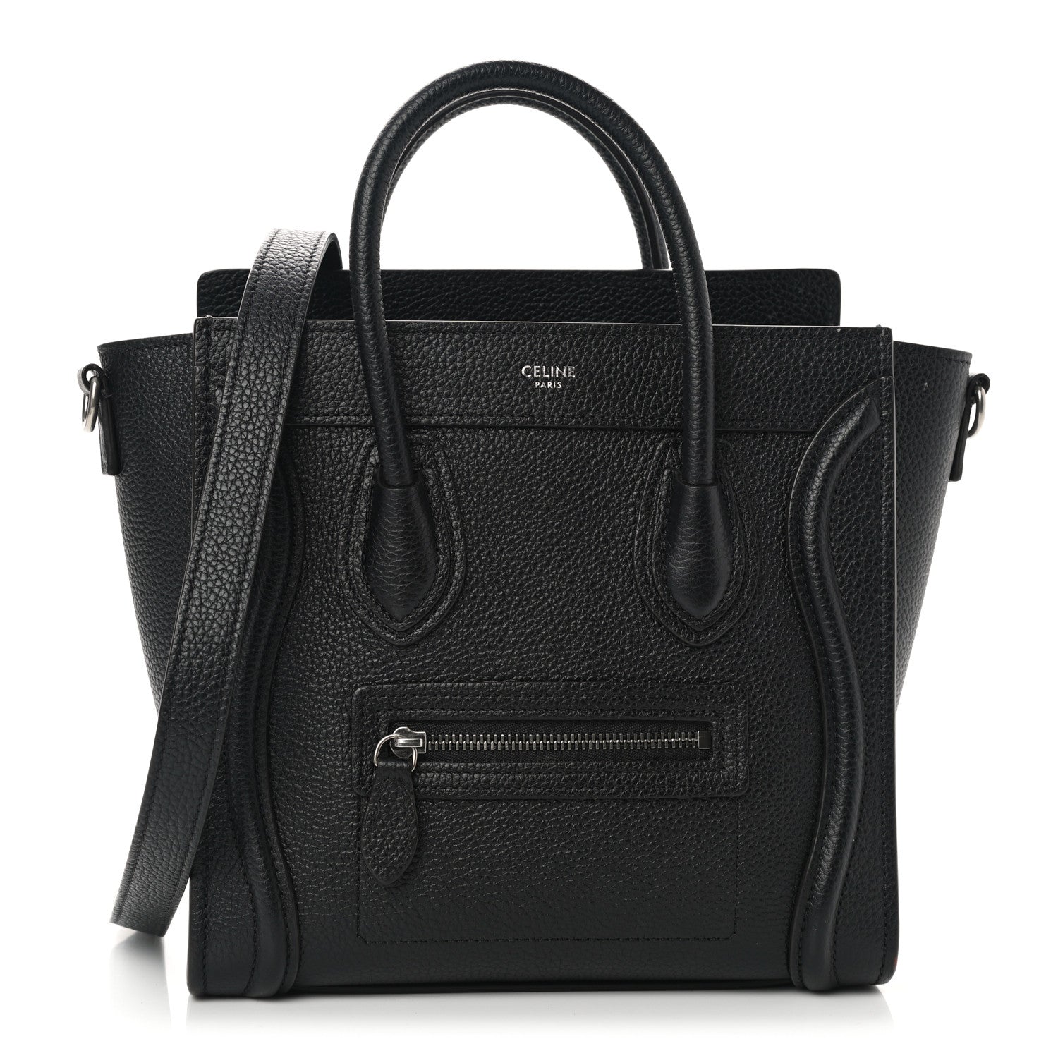 Celine Drummed Calfskin Nano Luggage Black 1 of 12