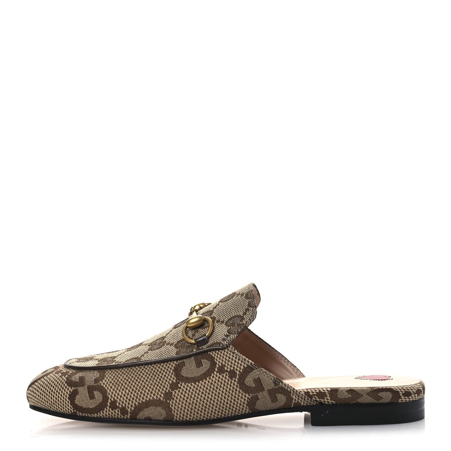 Gucci Monogram Jumbo GG Malaga Kid Womens Princetown Slippers 35 Camel Ebony New Acero Beige 1 of 11