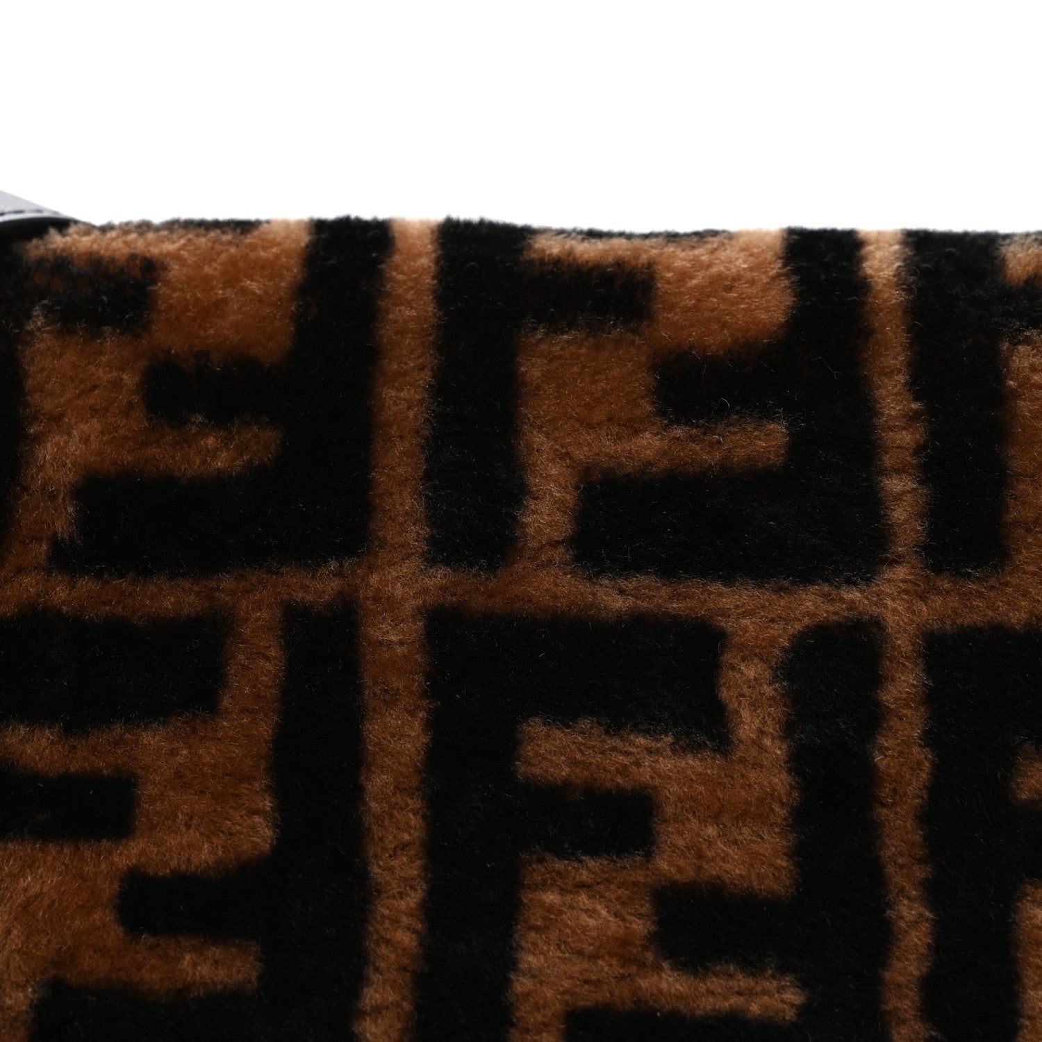 Fendi Shearling Vitello Dolce Macro FF 1974 Baguette Tobacco Black 8 of 10