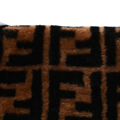Fendi Shearling Vitello Dolce Macro FF 1974 Baguette Tobacco Black 8 of 10