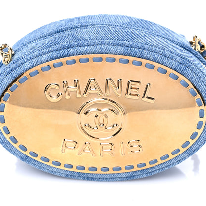 Chanel Denim Printed Chain Clutch Dark Blue 9 of 10