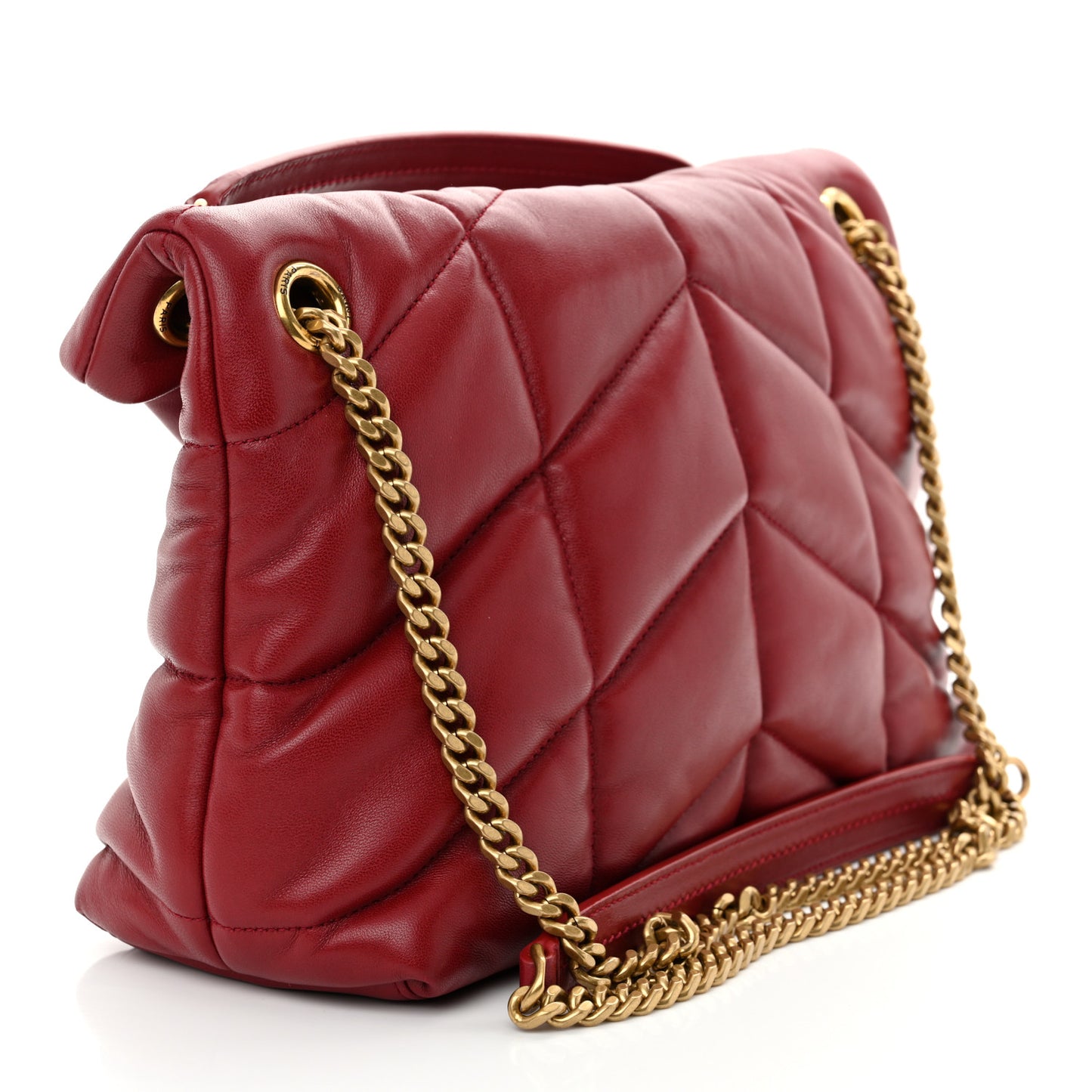 Lambskin Quilted Small Loulou Puffer Monogram Chain Satchel Red