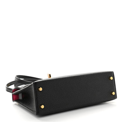 Hermes Chevre Mysore Horseshoe Mini Kelly Sellier 20 Black Rose Mexico 3 of 8