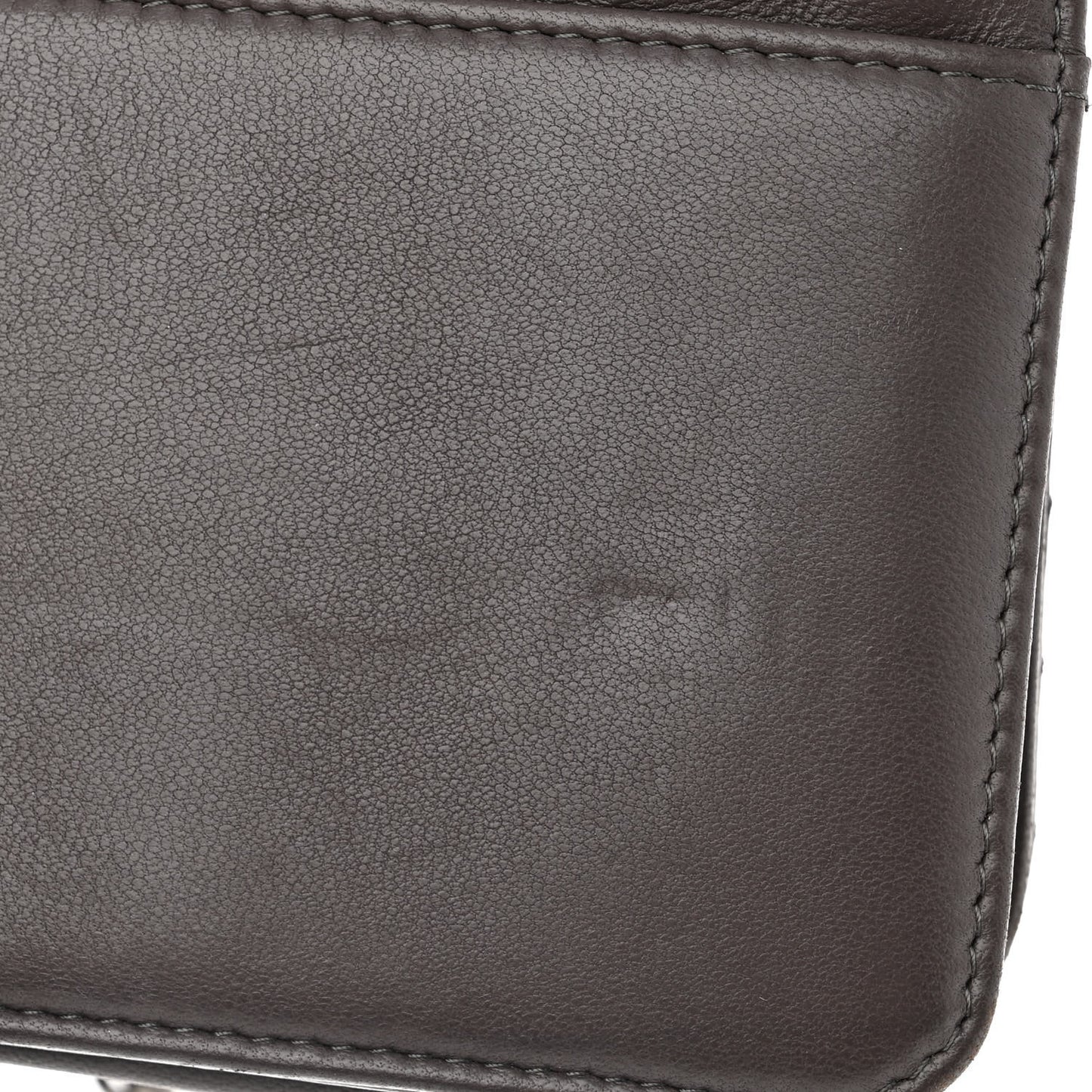 Distressed Patent Chevron Quilted CC Crossing Wallet On Chain WOC Grey