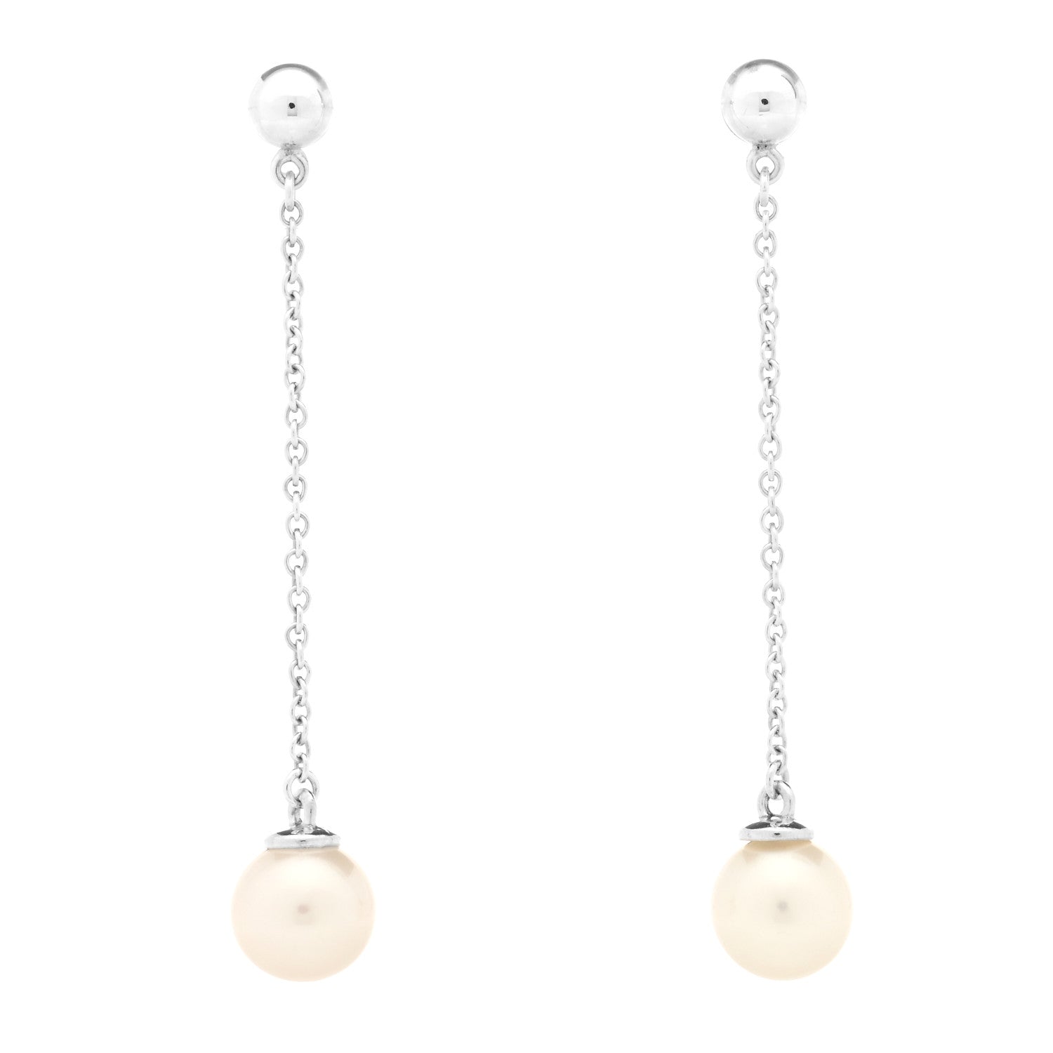 Tiffany Sterling Silver Pearl Ziegfeld Drop Earrings 1 of 4