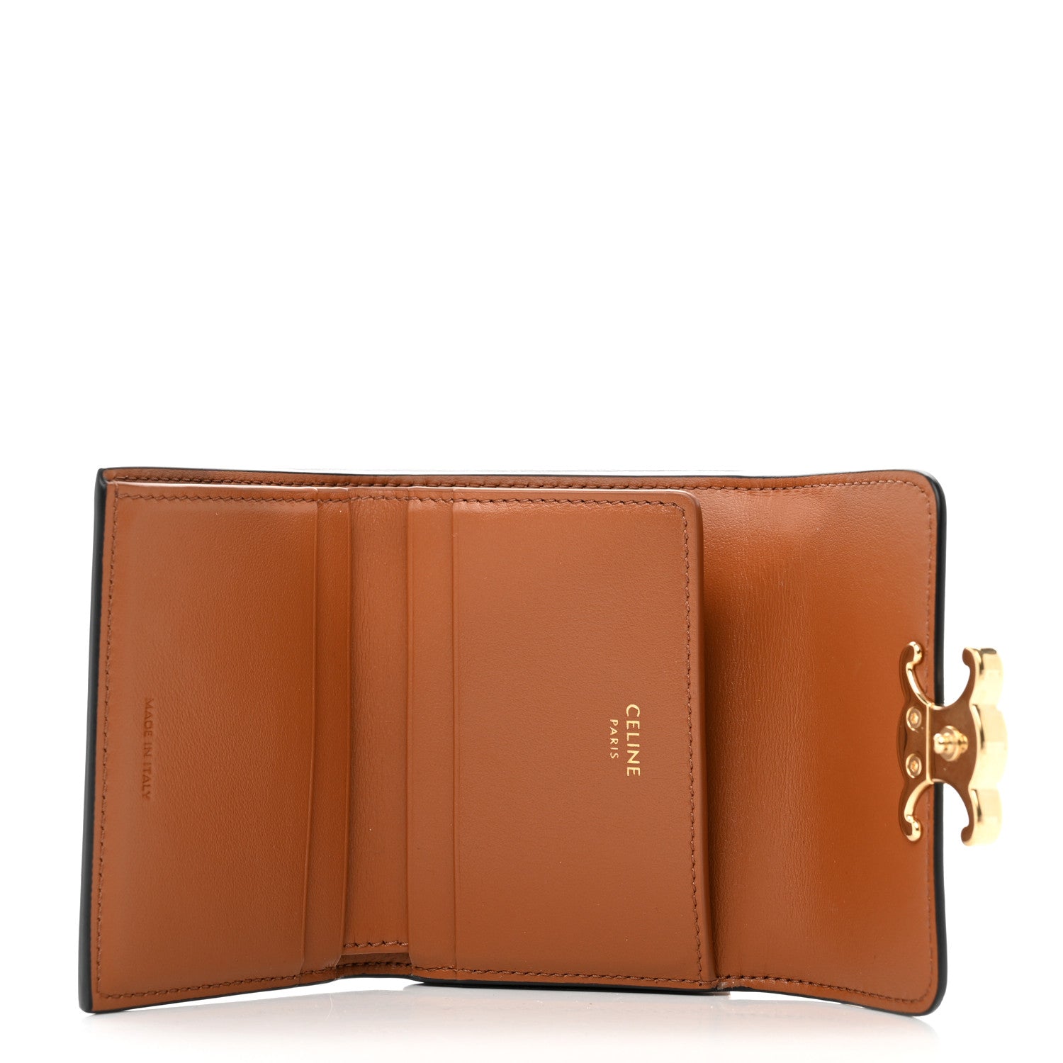 Celine Canvas Triomphe Compact Wallet Tan 5 of 8