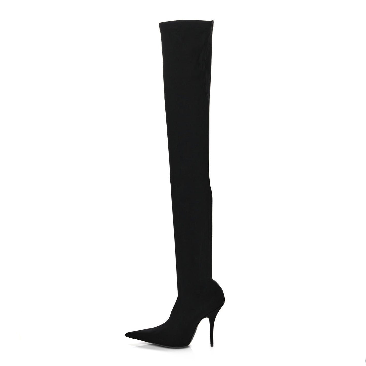 Spandex Pointed Toe Knife Thigh High Boots 37 Black