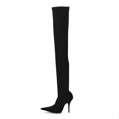 Balenciaga Spandex Pointed Toe Knife Thigh High Boots 37 Black 1 of 9