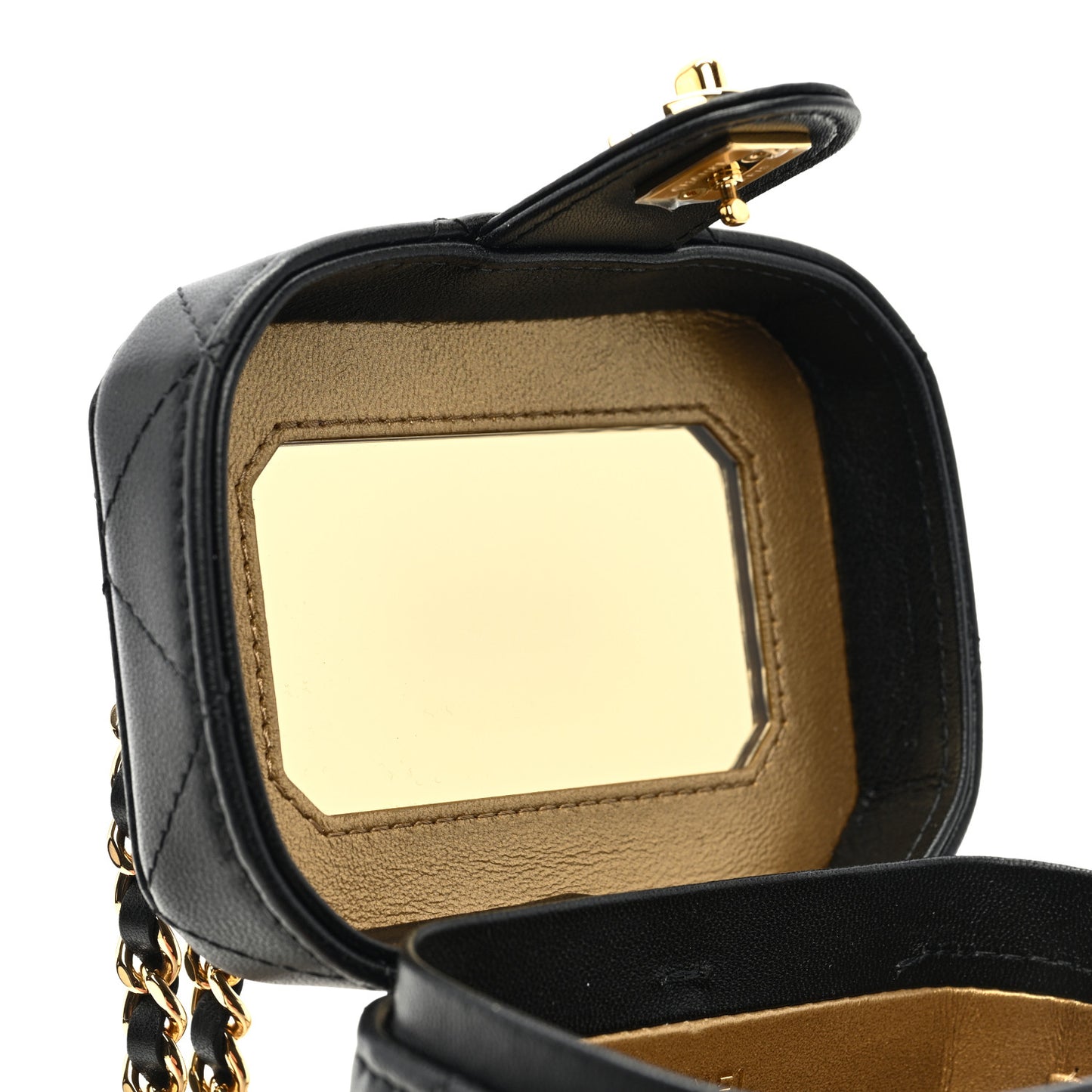 Lambskin Quilted Vanity Clutch With Chain Black