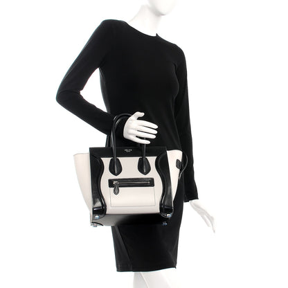 Celine Sleek Calfskin Micro Bi-Color Luggage Black White 2 of 7