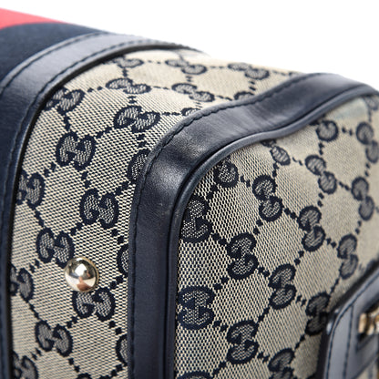 Gucci Monogram Vintage Web Small Boston Navy 10 of 19