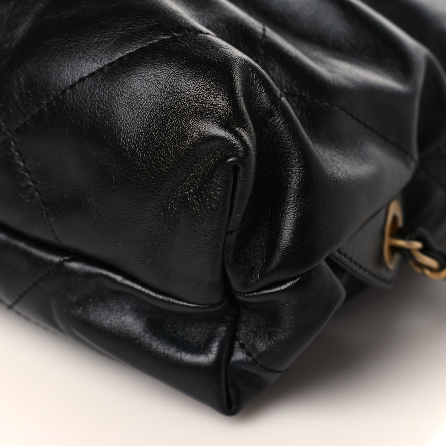 Shiny Calfskin Quilted Chanel 22 Backpack Black