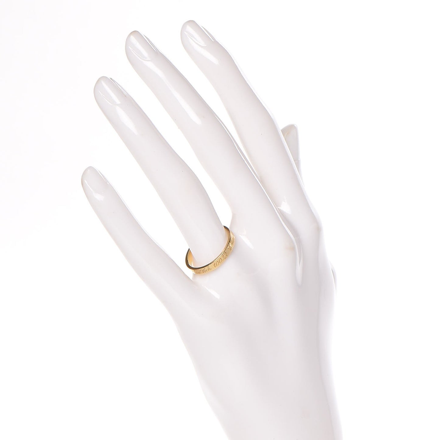 18K Yellow Gold Notes Fifth Avenue New York Ring 56 7.5