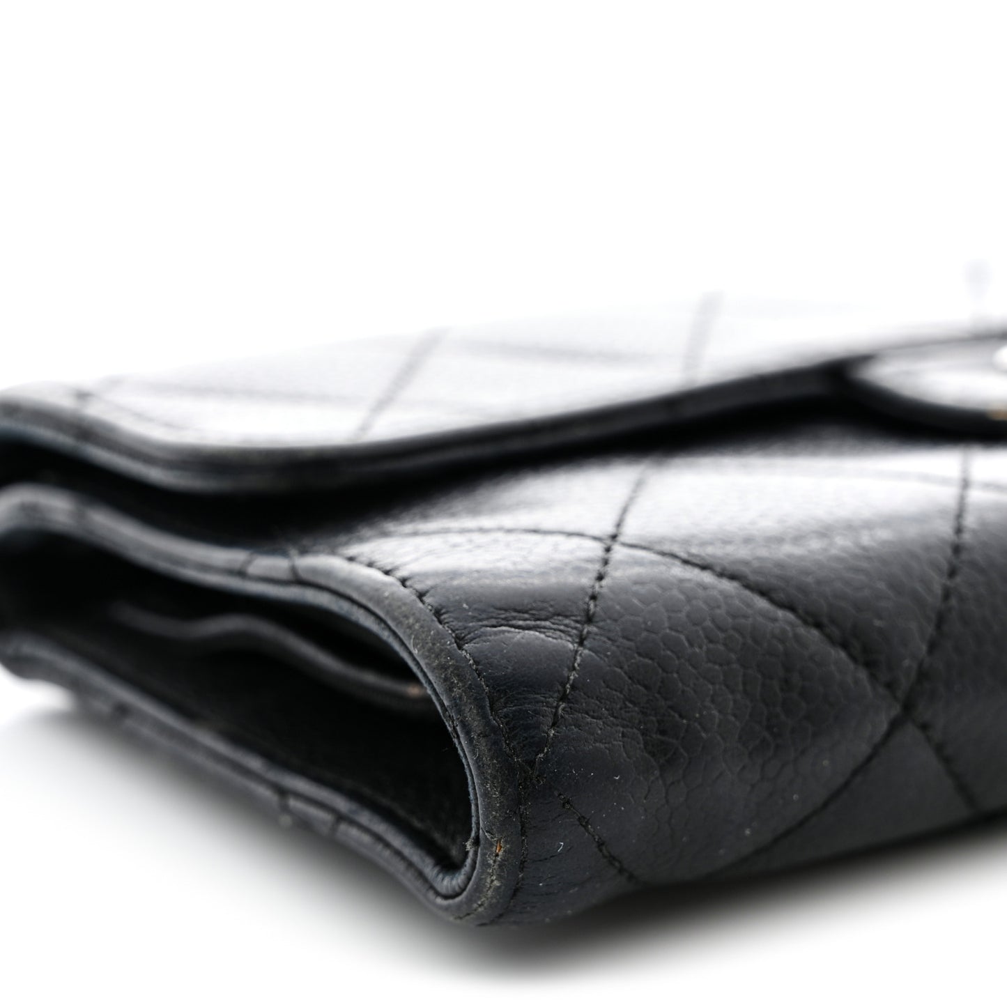 Caviar Quilted Large Flap Wallet Black