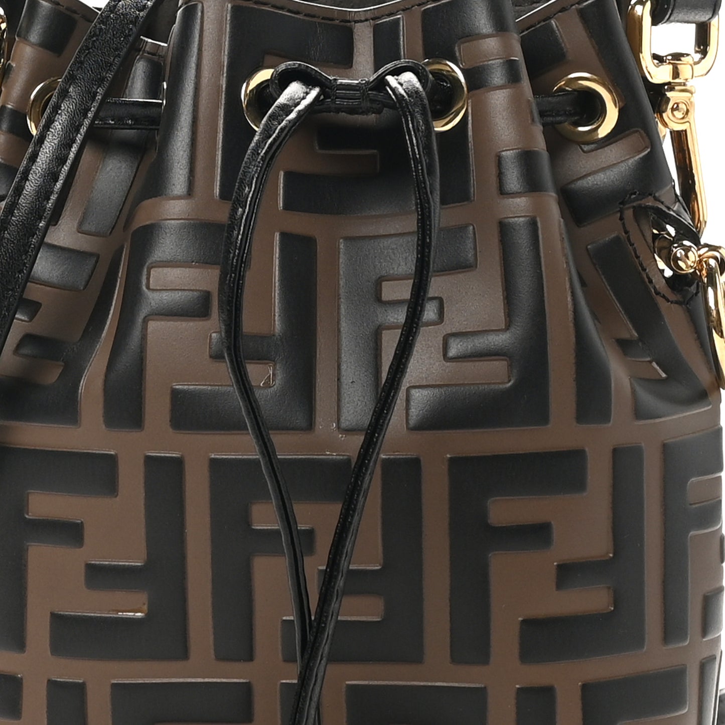 Vitello Liberty F is Fendi Bi-Color FF 1974 Embossed Mini Mon Tresor Bucket Bag Maya Black