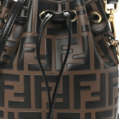 Fendi Vitello Liberty F is Fendi Bi-Color FF 1974 Embossed Mini Mon Tresor Bucket Bag Maya Black 8 of 10