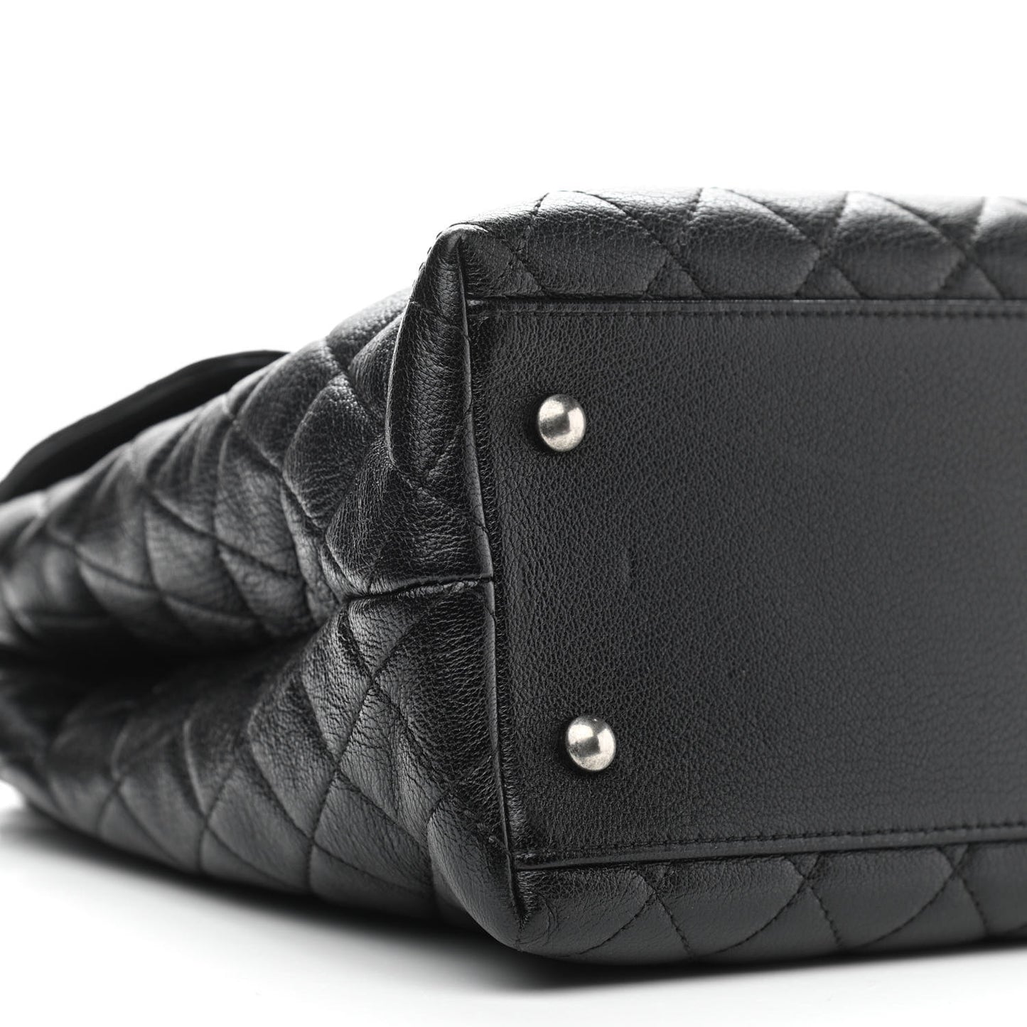 Goatskin Quilted Small CC University Shopping Tote Black