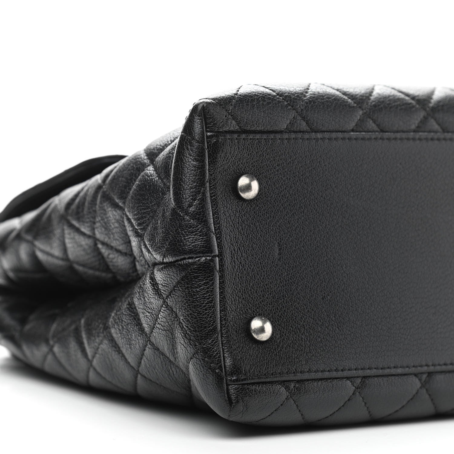 Chanel Goatskin Quilted Small CC University Shopping Tote Black 8 of 10