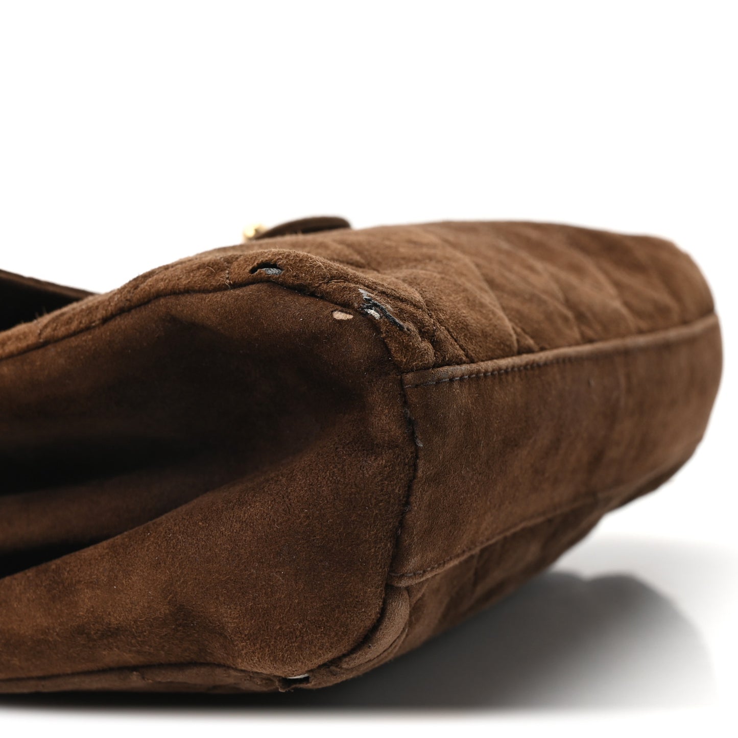 Suede Quilted CC Shoulder Bag Brown
