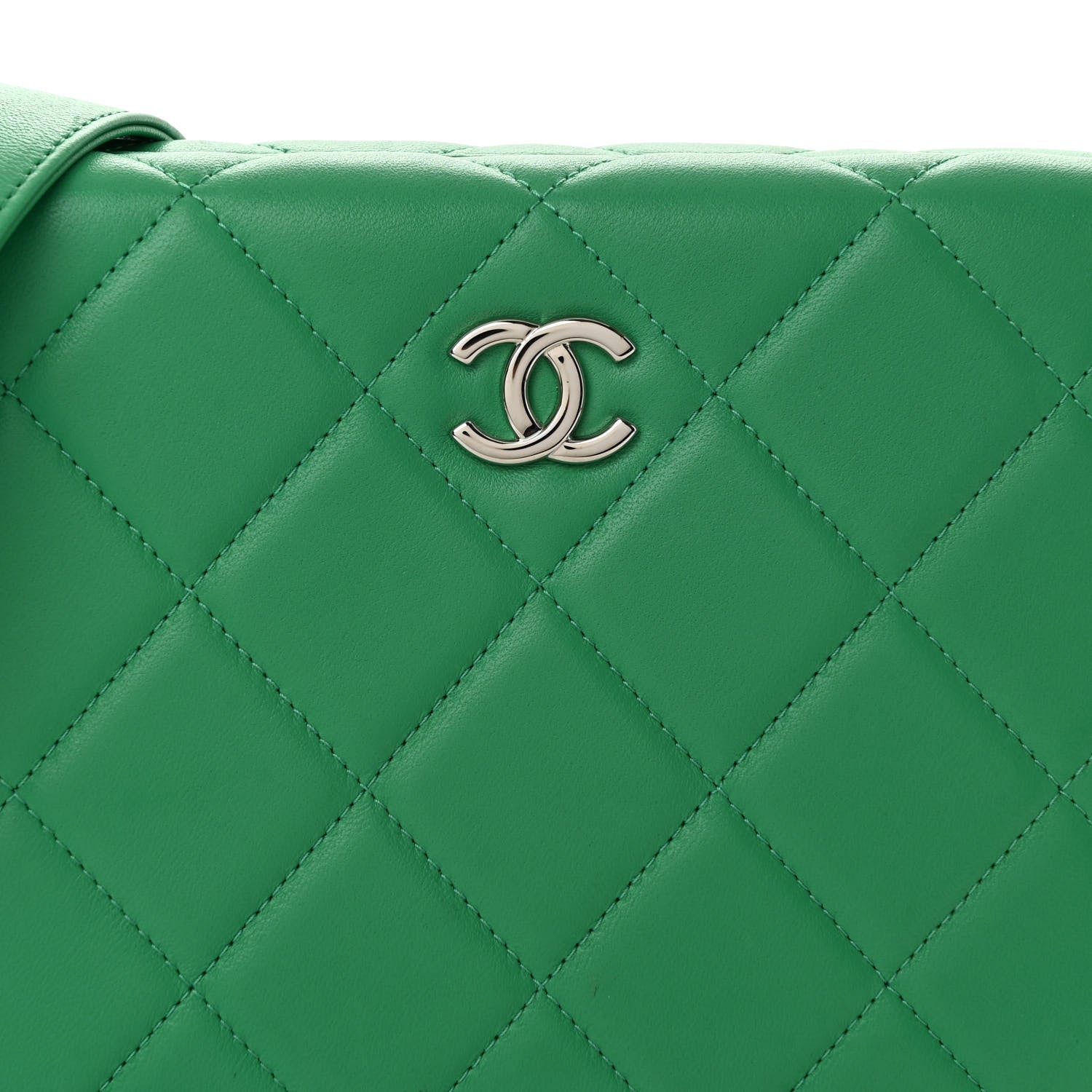 Chanel Quilted Lambskin Metal Bar Clutch Bag Green 8 of 10