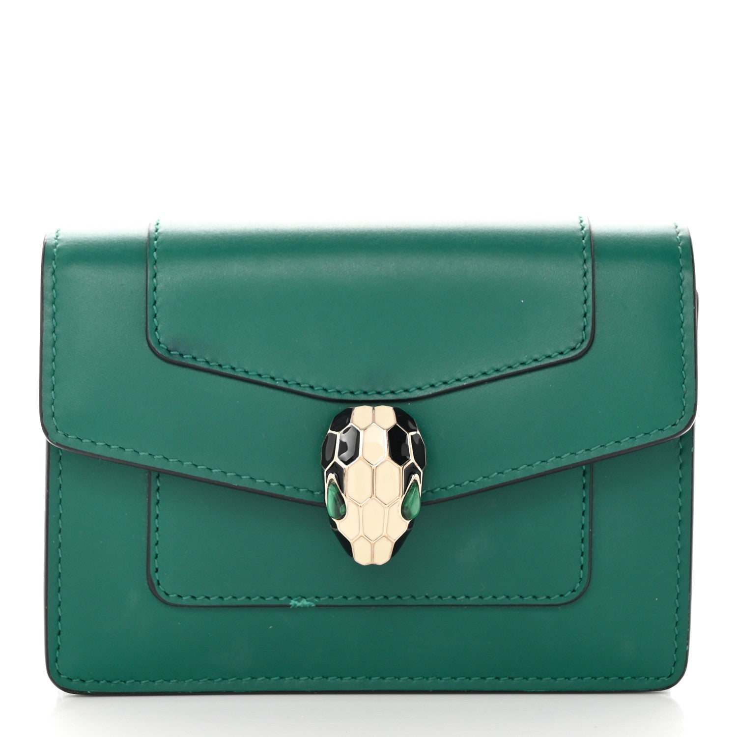 Bulgari Calfskin Serpenti Forever Purse Card Holder Emerald Violet Amethyst 2 of 10