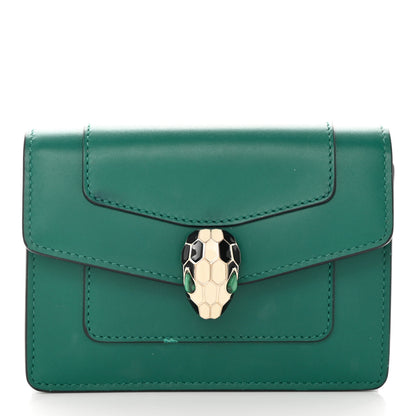 Bulgari Calfskin Serpenti Forever Purse Card Holder Emerald Violet Amethyst 2 of 10