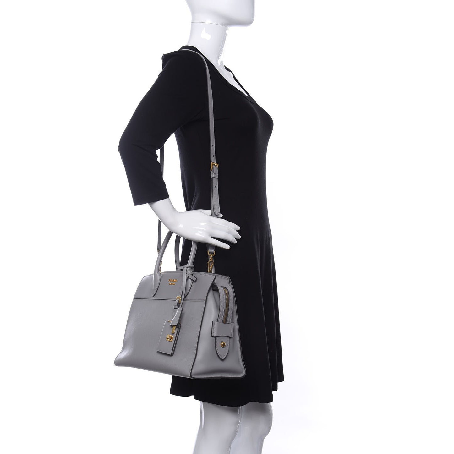 Saffiano City Calfskin Medium Esplanade Tote Mercurio