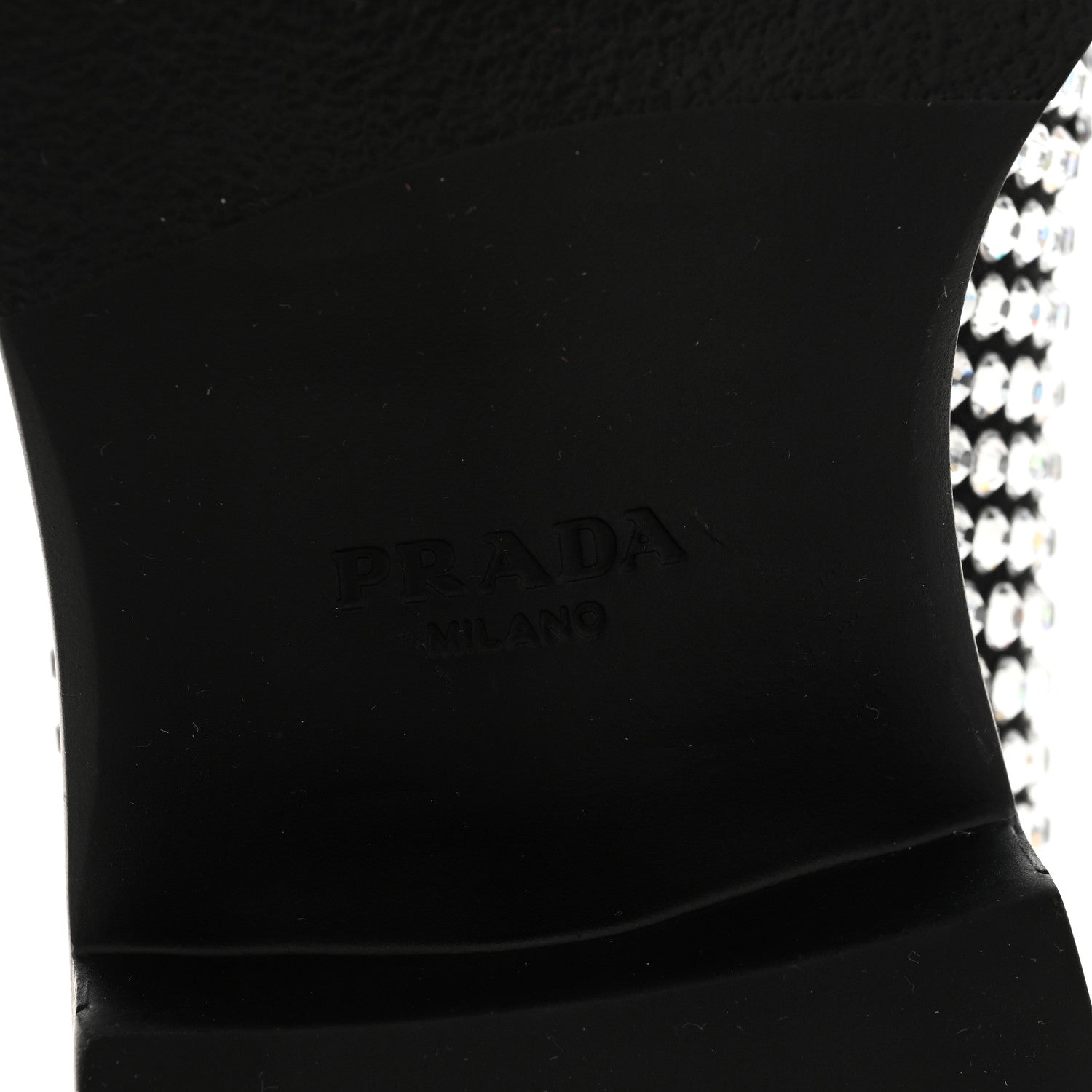 Prada Satin Crystal Metal Triangle Logo 50mm Loafers 37.5 Cristal 6 of 7