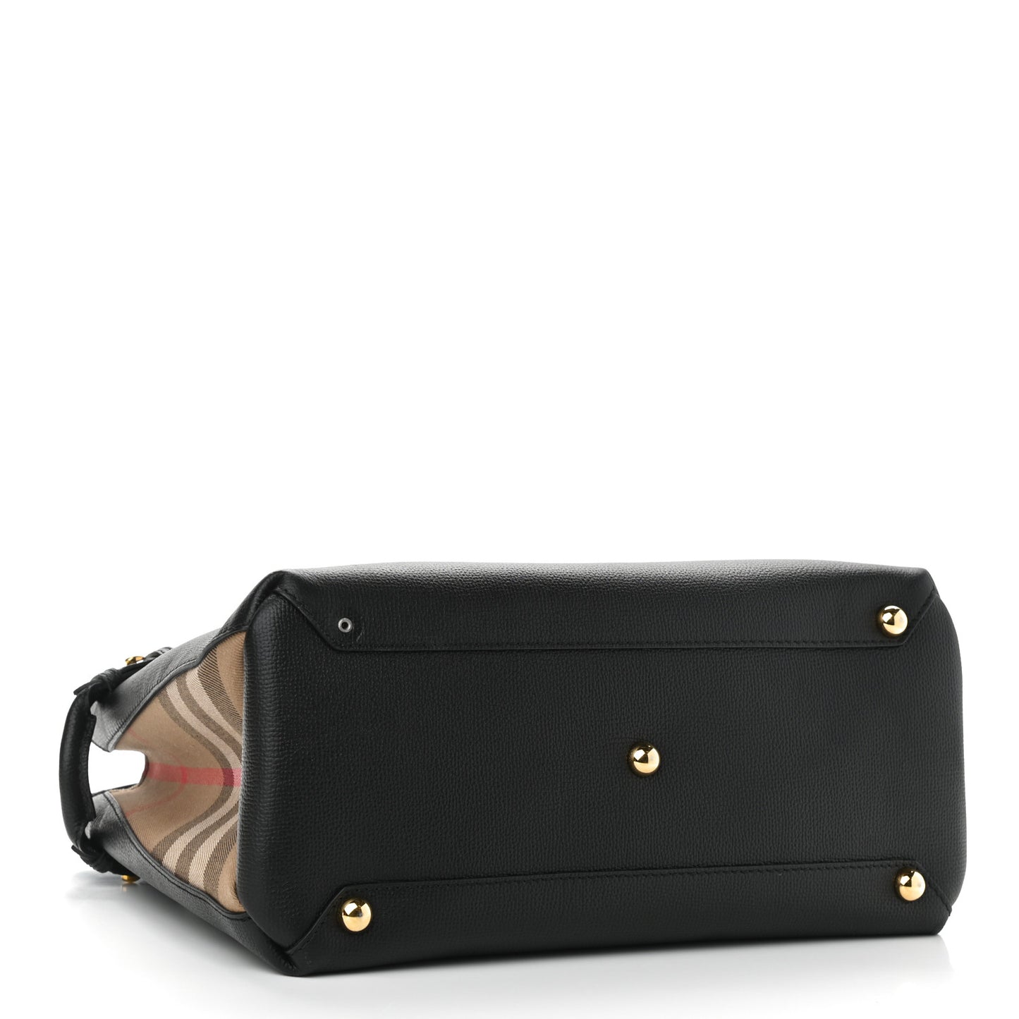 Grainy Calfskin House Check Medium Banner Tote Black