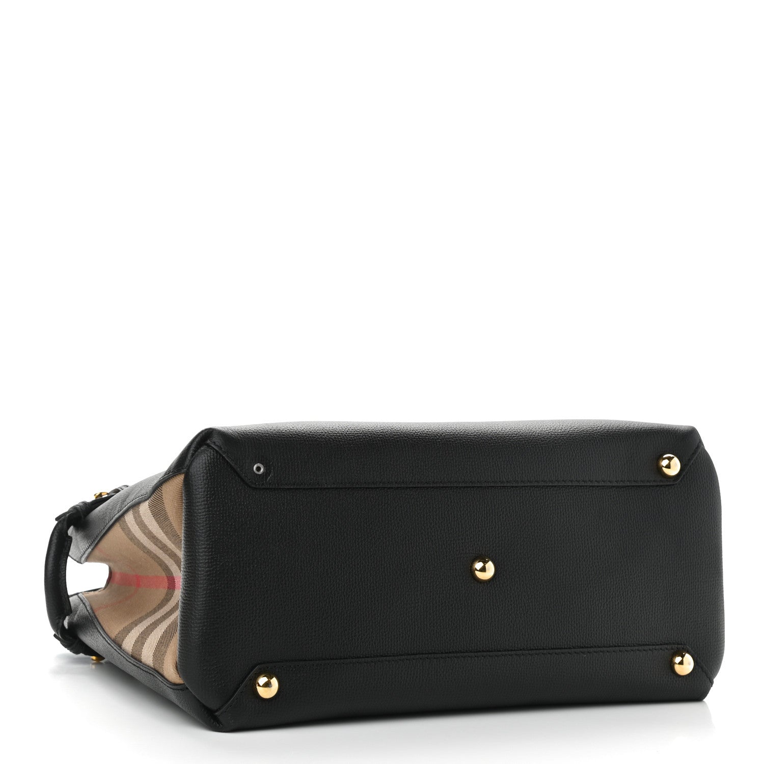 Burberry Grainy Calfskin House Check Medium Banner Tote Black 4 of 11