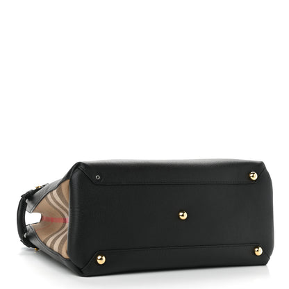 Burberry Grainy Calfskin House Check Medium Banner Tote Black 4 of 11