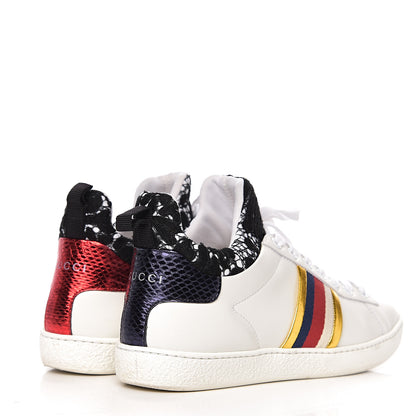 Gucci Calfskin Lace Ayers Sylvie Web New Womens Ace High Top Sneakers 35.5 White 4 of 9