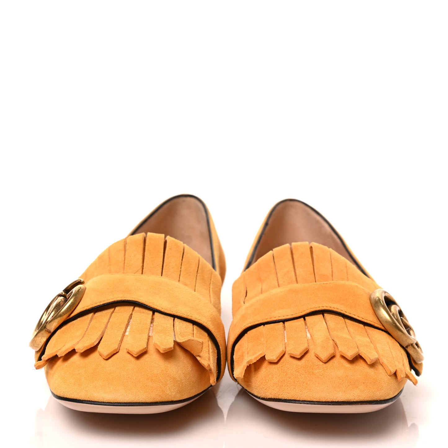 Kid Scamosciato GG Marmont Fringe Flats 38 Crystal Copper