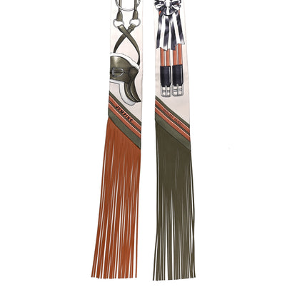 Hermes Silk Jumping Fringed Twilly Creme Kaki Beige Dore 2 of 4