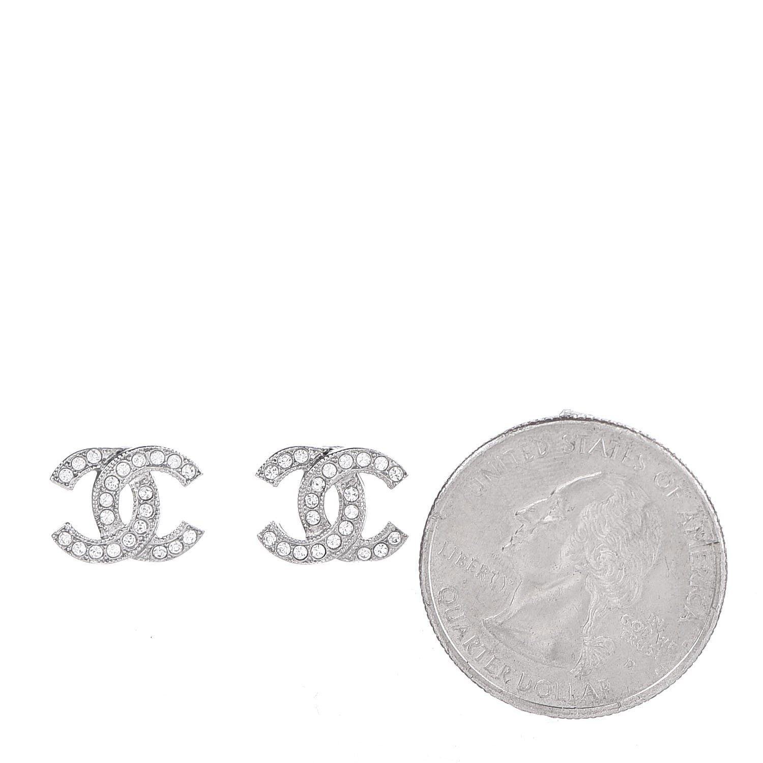 Chanel Crystal CC Earrings Silver 2 of 5