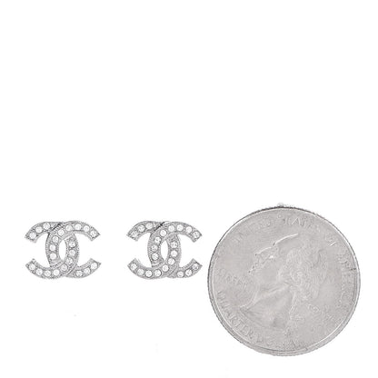 Chanel Crystal CC Earrings Silver 2 of 5