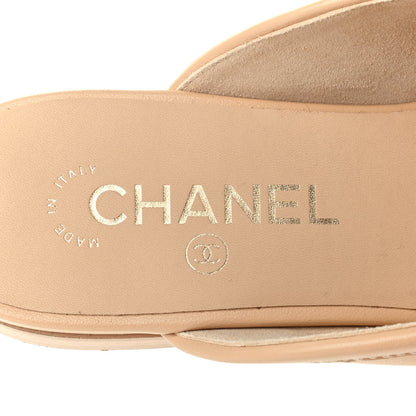 Chanel Lambskin Pearl CC Mules 38 Beige 6 of 8