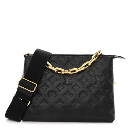 Louis Vuitton Lambskin Embossed Monogram Coussin PM Black 1 of 16